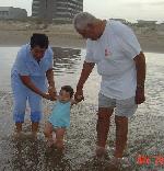 Miranda takes the grandparents into the water